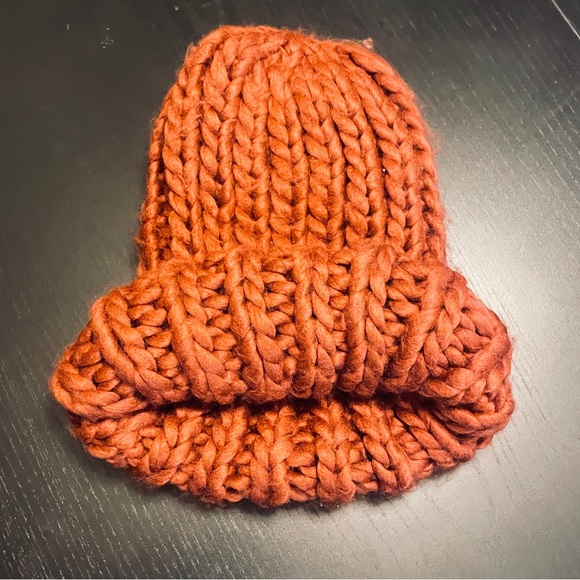 Zara Chunky Cozy Funky Textured Knit Hat - Women OS - Rust - Picture 3 of 3